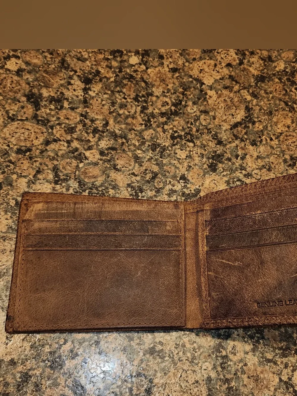 John Deere Brown Distressed Leather Bifold Wallet